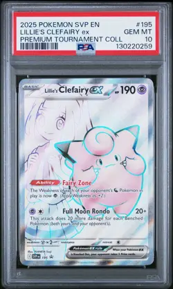 2025 POKEMON SVP EN-SV BLACK STAR PROMO #195 LILLIE'S CLEFAIRY EX PSA 10 - Image 1