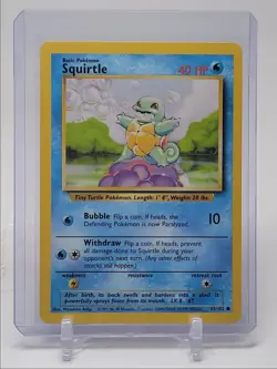 SQUIRTLE 1999 POKEMON BASE SET COMMON HOLO 63/102 Q4841 - Image 1