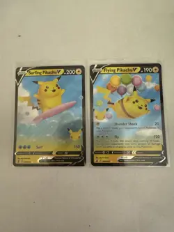 Pokemon: Surfing Pikachu V 008/025 & Flying Pikachu V 006/025 Celebrations NM/M - Image 1