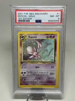2001 Pokemon Neo Discovery PSA 8 1st Edition Espeon Holo 1/75 - Image 1