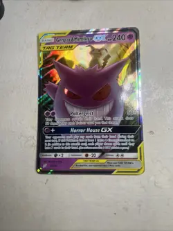 Pokemon Gengar & Mimikyu GX Full Art Holo Card 53/181 Sm-Team Up Ultra Rare - Image 1