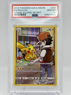 PSA 10 Pikachu Secret 241/236 Sun Moon Cosmic Eclipse Pokemon Card PSA 10 - Image 1