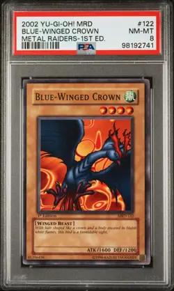 2002 Yu-Gi-Oh! Blue-Winged Crown Metal Raiders MRD 1st Edition Common PSA 8 - Image 1