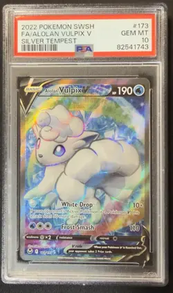 2022 Pokemon SWSH - Alolan Vulpix V 173/195 - PSA 10 Gem Mint - Silver Tempest - Image 1