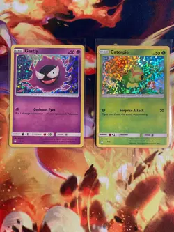 Gastly 7/12 HOLO and Caterpie 1/12 HOLO McDonald’s set 2017 Promos NM Pokemon - Image 1