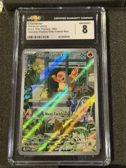 2023 Pokemon Obsidian Flames Charmander Black Star Promo #044 CGC 8 NM/Mint - Image 1