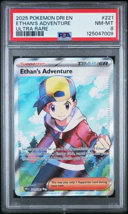 2025 POKEMON DRI EN-DESTINED RIVALS ULTRA RARE #221 ETHAN'S ADVENTURE PSA 8 - Image 1