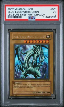2002 YU-GI-OH! LOB-LEGEND OF BLUE EYES WHITE DRAGON BLUE-EYES WHITE DRAGON PSA 3 - Image 1