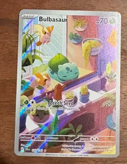 Pokemon TCG Bulbasaur Holo Card 143/142 Stellar Crown Illustration Rare Full Art - Image 1