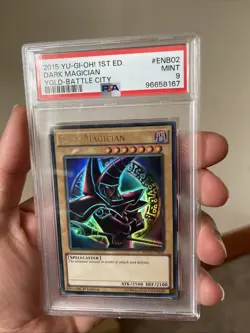 Dark Magician YGLD-ENB02 Ultra Rare 1st Edition Red Arcana Anime Art PSA 9 - Image 1