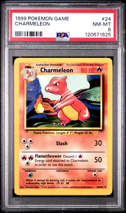 1999 Pokemon Base Set Unlimited Charmeleon 24/102 PSA 8 - Image 1