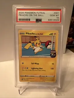 PSA 10 Pikachu on the Ball 001/005 Promo Futsal Pokemon 2020 - Image 1