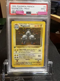 Pokemon 1st Edition French Magneton Holo PSA Mint 9 9/102 Base Set - Image 1