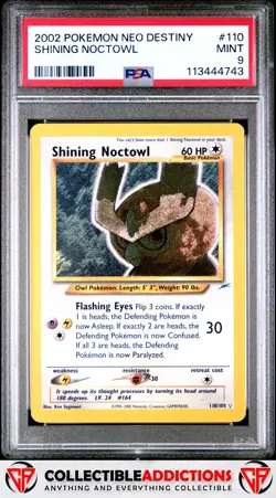 2002 Pokemon Neo Destiny #110 Shining Noctowl PSA 9 - Image 1