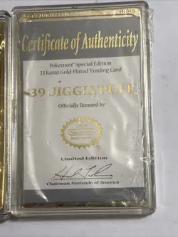 Burger King Pokemon 23K Gold Plated Trading Card Jigglypuff 1 Sealed 1 Opened - Image 2