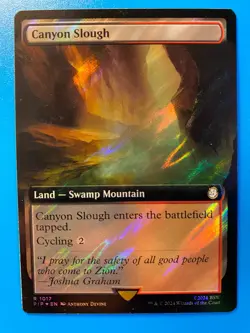 MTG 1x EXTENDED ART SURGE FOIL Canyon Slough 1017 Universes Fallout Magic x1 NM - Image 1