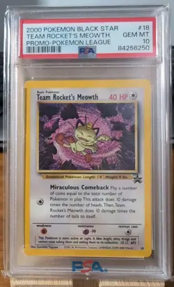 Team Rocket's Meowth - Black Star Promo #18 - 200 Pokemon League - PSA 10 - Image 1