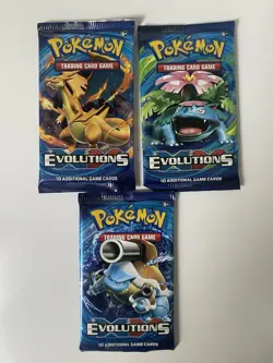 3 Pokemon TCG XY Evolutions Booster Pack Factory Sealed 3 Artwork 2016 Charizard - Image 1
