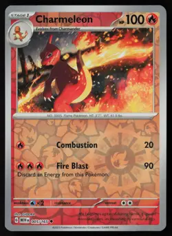 Pokemon Charmeleon - 005/165 SV: Scarlet & Violet 151 Reverse Holo Pack Fresh NM - Image 1