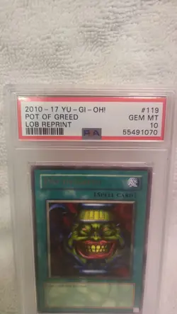 2010 2017 Yu-Gi-Oh! Pot of Greed LOB-119 Rare PSA 10 GEM MINT - Image 2