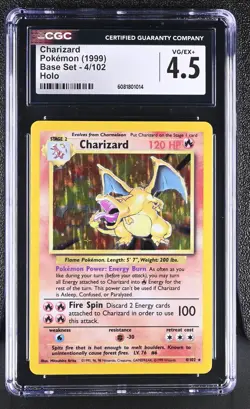 CGC 4.5 Charizard 1999 Base Set 4/102 Holo Pokemon Card - Image 1