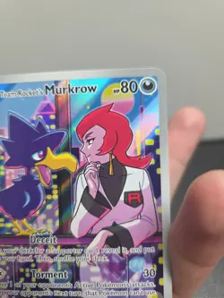 Team Rockets Murkrow Illustration Rare 200/182 Destined Rivals Pokemon TCG NM++ - Image 4