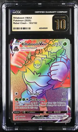 CGC PRISTINE 10 2020 Pokemon Swsh Rebel Clash FA/Rillaboom Vmax #193 Secret - Image 1