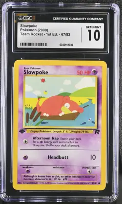 CGC GEM MINT 10 Pokemon 2000 Team Rocket 1st Editon Slowpoke 67/82 - Image 1