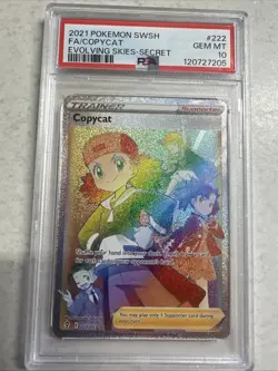 POKEMON SWSH ENGLISH FA/COPYCAT RAINBIW EVOLVING SKIES SECRET/RAINBOW PSA 10 - Image 1