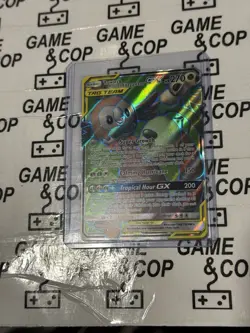 Pokemon TCG Rowlet & Alolan Exeggutor Tag Team GX Unified Minds 214/236 Holo - Image 1