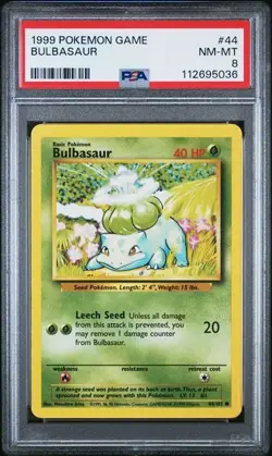 Bulbasaur PSA 8 Pokemon Base Set 1999 #44 - Image 1