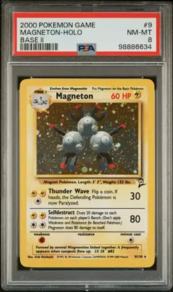 2000 POKEMON BASE SET 2 #9 MAGNETON-HOLO PSA 8 - Image 1