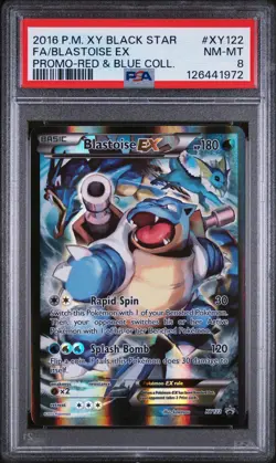 2016 POKEMON XY BLACK STAR PROMO RED & BLUE COLL FULL ART/BLASTOISE EX PSA 8 - Image 1
