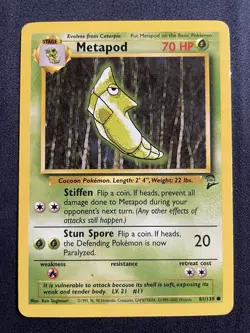 Metapod 81/130 Pokemon Base Set 2 Unlimited Vintage LP - Image 1