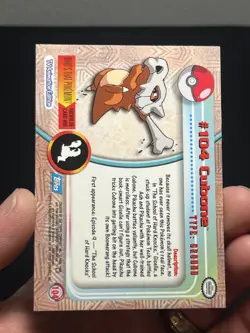 2000 Topps Pokemon TV Animation Series 2 Rainbow Foil Cubone #104 - Image 3