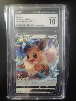 Eevee V Pokemon Card Crown Zenith 108/159 CGC Gem Mint 10 Holo - Image 1