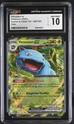 CGC 10 GEM MINT Pokemon TCG 2023 Scarlet & Violet 151 #003/165 Venusaur ex Holo - Image 1