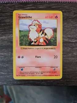 Growlithe Base Set 28/102 Uncommon Pokemon Card Unlimited Edition - Image 1