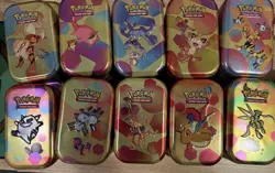 EMPTY Pokemon 151 Mini Tin Set of 10 w/ Energy Coins & Art Cards - NO PACKS - Image 1