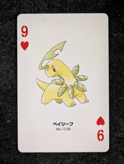 2000 Pokemon BAYLEEF 153B Silver Marill Deck 9 Of Hearts Poker Playing Card JPN - Image 1