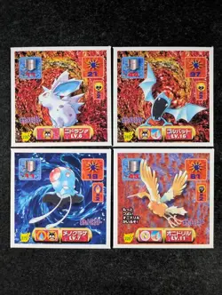 1997 Pokemon Amada Stickers Lot Of 4 FEAROW/TENTACOOL/NIDORAN/GOLBAT - Image 1