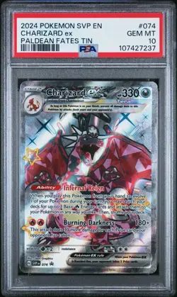 PSA 10 Charizard EX 074 Black Star Promo Paldean Fates Tin Pokemon 2024 - Image 1