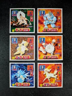 1997 Pokemon Amada Stickers Lot Of 6 PINSIR/MACHOKE/SEADRA/PONYTA/SANDSHREW - Image 1