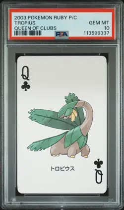 2003 POKEMON RUBY VERSION PLAYING CARDS QUEEN OF CLUBS TROPIUS PSA 10 - Image 1