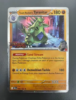 Team Rocket's Tyranitar 096/182 Cosmic Holo Prerelease Rare | LP | Pokemon TCG - Image 1