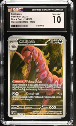 2025 Pokemon Black Bolt Illustration Rare Scolipede #134/086 Holo CGC 10 - Image 1