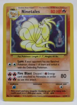 Pokemon - Ninetales #012/102 - Base Set Holo Moderately Played - Image 1