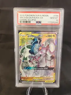 Pokemon Arceus & Dialga & Palkia GX 2019 Cosmic Eclipse 156/236 PSA 10 - Image 1