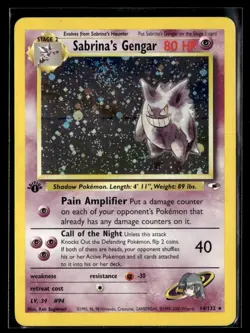 1999 Pokemon 1st ed Gyme Heroes Sabrina's Gengar #14/132 - Image 1