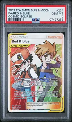 PSA 10 Red & Blue Tag Team 234/236 Cosmic Eclipse Pokemon 2019 - Image 1